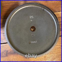 Le Creuset #26 Round Enameled Cast Iron Grill Dutch Oven Ribbed Interior GREEN