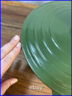 Le Creuset #26 Round Enameled Cast Iron Grill Dutch Oven Ribbed Interior GREEN Le Creuset #26 Round Enameled Cast Iron Grill Dutch Oven Ribbed Interior GREEN
