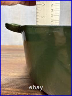 Le Creuset #26 Round Enameled Cast Iron Grill Dutch Oven Ribbed Interior GREEN