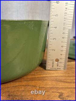 Le Creuset #26 Round Enameled Cast Iron Grill Dutch Oven Ribbed Interior GREEN