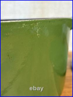 Le Creuset #26 Round Enameled Cast Iron Grill Dutch Oven Ribbed Interior GREEN