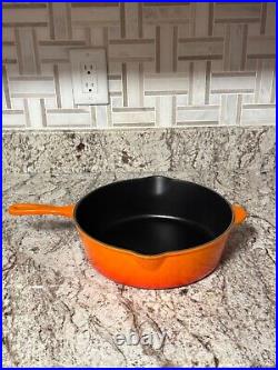 Le Creuset #27 Orange Enamel Cast Iron Cassadou Deep Covered Skillet