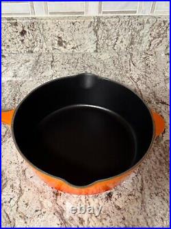 Le Creuset #27 Orange Enamel Cast Iron Cassadou Deep Covered Skillet