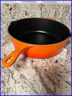 Le Creuset #27 Orange Enamel Cast Iron Cassadou Deep Covered Skillet