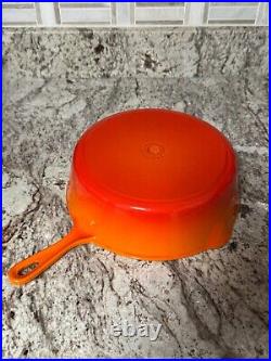 Le Creuset #27 Orange Enamel Cast Iron Cassadou Deep Covered Skillet