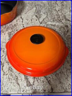 Le Creuset #27 Orange Enamel Cast Iron Cassadou Deep Covered Skillet