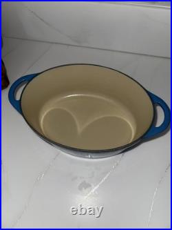 Le Creuset 28 Blue Cast Iron Dutch Oven with Grill Pan Lid