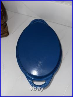 Le Creuset 28 Blue Cast Iron Dutch Oven with Grill Pan Lid