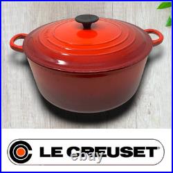Le Creuset #28 Dutch Oven 7.25 Qt 6.7 L Cherry Red withLid Enameled Cast Iron