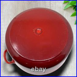 Le Creuset #28 Dutch Oven 7.25 Qt 6.7 L Cherry Red withLid Enameled Cast Iron