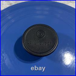 Le Creuset #28 Dutch Oven 7.5 qts. Blue Round withLid & Lid Guard Clips Cast Iron