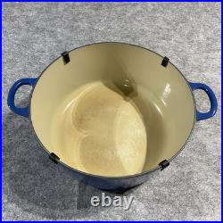 Le Creuset #28 Dutch Oven 7.5 qts. Blue Round withLid & Lid Guard Clips Cast Iron