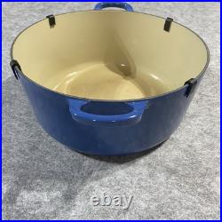 Le Creuset #28 Dutch Oven 7.5 qts. Blue Round withLid & Lid Guard Clips Cast Iron