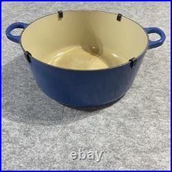 Le Creuset #28 Dutch Oven 7.5 qts. Blue Round withLid & Lid Guard Clips Cast Iron