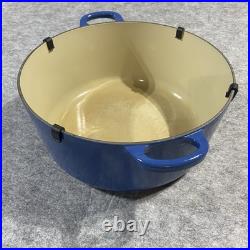 Le Creuset #28 Dutch Oven 7.5 qts. Blue Round withLid & Lid Guard Clips Cast Iron