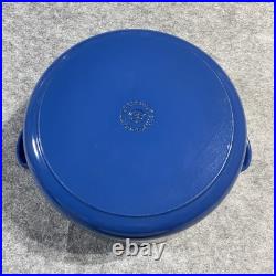 Le Creuset #28 Dutch Oven 7.5 qts. Blue Round withLid & Lid Guard Clips Cast Iron