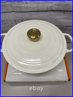 Le Creuset 28 Round White Enameled Cast Iron Casserole Pot with Lid