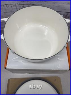 Le Creuset 28 Round White Enameled Cast Iron Casserole Pot with Lid