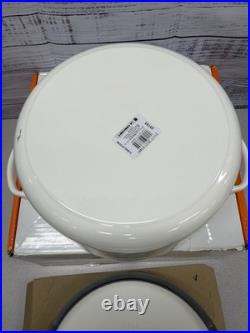 Le Creuset 28 Round White Enameled Cast Iron Casserole Pot with Lid