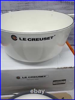 Le Creuset 28 Round White Enameled Cast Iron Casserole Pot with Lid