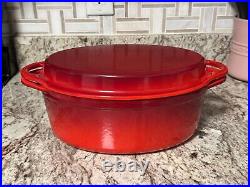 Le Creuset 28cm 4 3/4 Qt. Oval Dutch Oven with Grill Pan Lid Cerise New