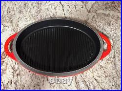 Le Creuset 28cm 4 3/4 Qt. Oval Dutch Oven with Grill Pan Lid Cerise New