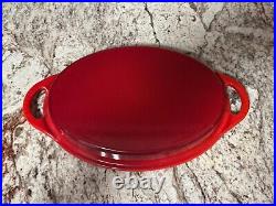 Le Creuset 28cm 4 3/4 Qt. Oval Dutch Oven with Grill Pan Lid Cerise New