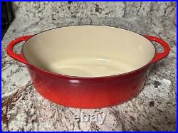 Le Creuset 28cm 4 3/4 Qt. Oval Dutch Oven with Grill Pan Lid Cerise New