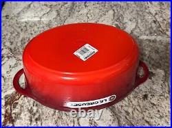 Le Creuset 28cm 4 3/4 Qt. Oval Dutch Oven with Grill Pan Lid Cerise New