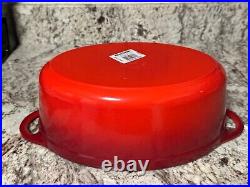 Le Creuset 28cm 4 3/4 Qt. Oval Dutch Oven with Grill Pan Lid Cerise New