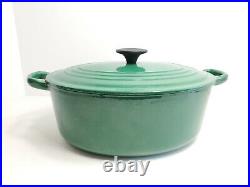 Le Creuset #29 Green Cast Iron Oval Dutch Oven Good Condition WithLid