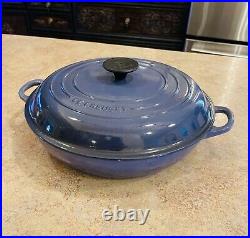 Le Creuset #30 Braiser Enameled Cast Iron Cookware 3.5 Qt Pan & Lid Blue France