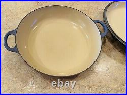 Le Creuset #30 Braiser Enameled Cast Iron Cookware 3.5 Qt Pan & Lid Blue France