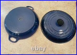 Le Creuset #30 Braiser Enameled Cast Iron Cookware 3.5 Qt Pan & Lid Blue France