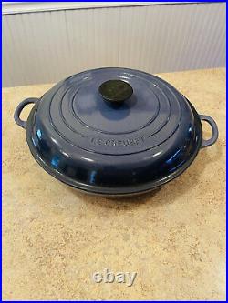 Le Creuset #30 Braiser Enameled Cast Iron Cookware 3.5 Qt Pan & Lid Blue France