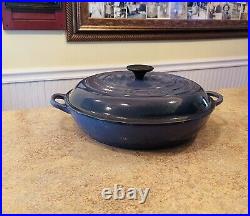 Le Creuset #30 Braiser Enameled Cast Iron Cookware 3.5 Qt Pan & Lid Blue France