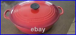 Le Creuset #31 6.75 Quart Oval Dutch Oven Enameled Cast Iron Red withLid Excellent