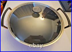 Le Creuset #36 Enameled Cast Iron wok 14.25 Orange Red Flame