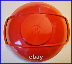 Le Creuset #36 Enameled Cast Iron wok 14.25 Orange Red Flame