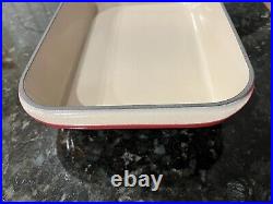 Le Creuset #40 Red Enamel Cast Iron Roasting Pan Casserole, Lasagna 14x10 EUC