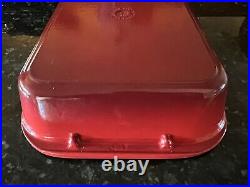 Le Creuset #40 Red Enamel Cast Iron Roasting Pan Casserole, Lasagna 14x10 EUC