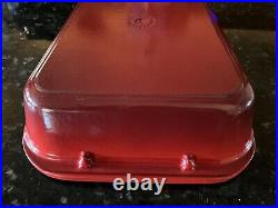 Le Creuset #40 Red Enamel Cast Iron Roasting Pan Casserole, Lasagna 14x10 EUC