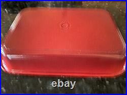 Le Creuset #40 Red Enamel Cast Iron Roasting Pan Casserole, Lasagna 14x10 EUC