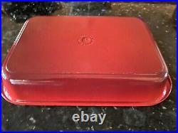 Le Creuset #40 Red Enamel Cast Iron Roasting Pan Casserole, Lasagna 14x10 EUC