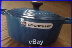 Le Creuset 5 1/2 Quart Round Dutch Oven #26 Marseille Blue Cast Iron 5.5 Qt New