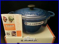 Le Creuset 5.5 Quart Enamelled Cast Iron Dutch Oven Marseille Blue New in Box Fr