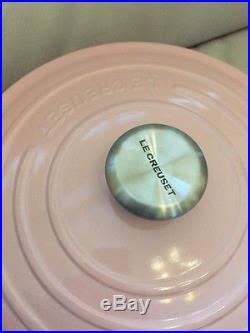 Le Creuset 5.5 quart QT Signature Round Dutch Oven Glossy Silver Pink Cast Iron