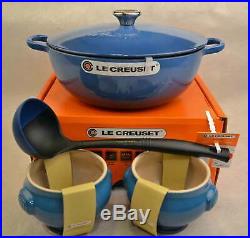 Le Creuset 5 Piece Soup Pot Set, Marseille Blue NEW