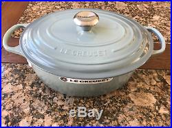Le Creuset 6 3/4 Quart Oval Sea Salt Blue Dutch Oven Flawless New