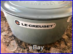 Le Creuset 7 1/4 Quart Round Sea Salt Blue Dutch Oven Flawless New